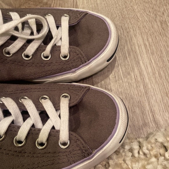 Converse Jack Purcell Grey and Purple Low Top Lace Up Canvas Sneakers - Picture 2 of 7